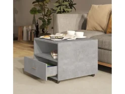 Mesa de centro madera contrachapada gris hormigón 55x55x40 cm