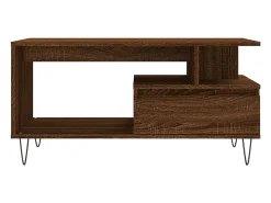 Mesa de centro madera contrachapada roble marrón 90x49x45 cm
