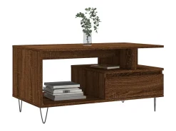 Mesa de centro madera contrachapada roble marrón 90x49x45 cm