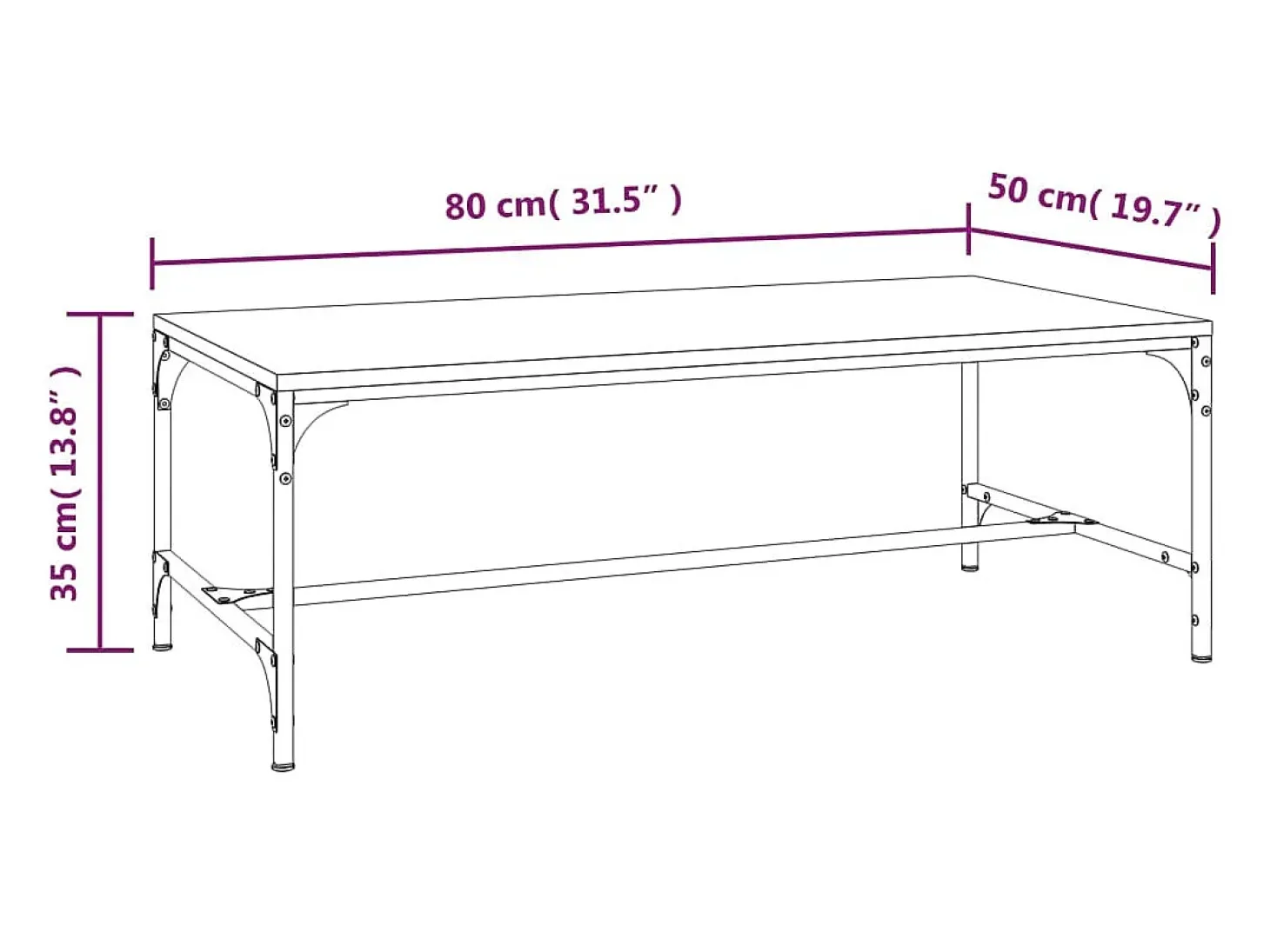 Mesa de centro madera contrachapada gris Sonoma 80x50x35 cm