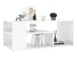 Mesa de centro madera contrachapada blanco brillo 100x50x40 cm