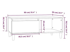 Mesa de centro madera contrachapada negro 90x50x36,5 cm
