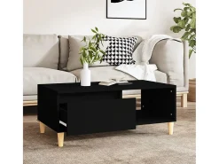 Mesa de centro madera contrachapada negro 90x50x36,5 cm