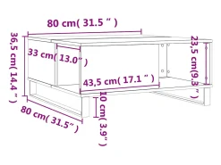 Mesa de centro madera contrachapada gris Sonoma 80x80x36,5 cm