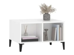 Mesa de centro madera contrachapada blanco 60x50x36,5 cm