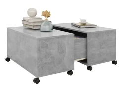 Mesa de centro madera contrachapada gris hormigón 75x75x38 cm