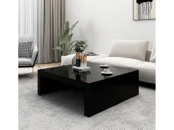 Mesa de centro madera contrachapada negro 100x100x35 cm