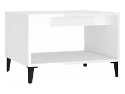Mesa de centro madera contrachapada blanco brillo 60x50x40 cm