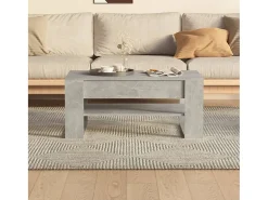 Mesa de centro madera contrachapada gris hormigón 102x55x45 cm