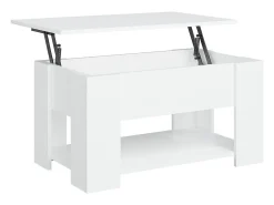 Mesa de centro madera contrachapada blanco 79x49x41 cm