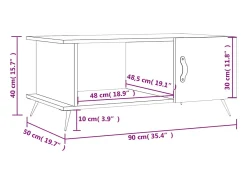 Mesa de centro madera contrachapada blanco 90x50x40 cm