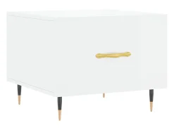 Mesa de centro madera de ingeniería brillo blanco 50x50x40 cm
