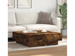 Mesa de centro madera de ingeniería roble ahumado 90x90x28 cm