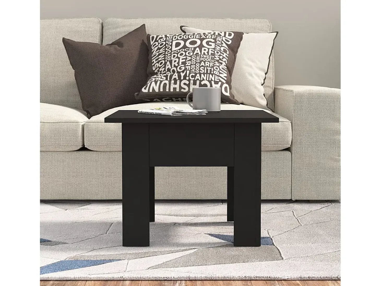 Mesa de centro madera de ingeniería negra 55x55x42 cm