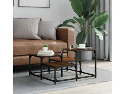 Mesa de centro madera de ingeniería roble marrón 68x68x40 cm