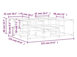 Mesa de centro madera de ingeniería roble marrón 121x121x40 cm