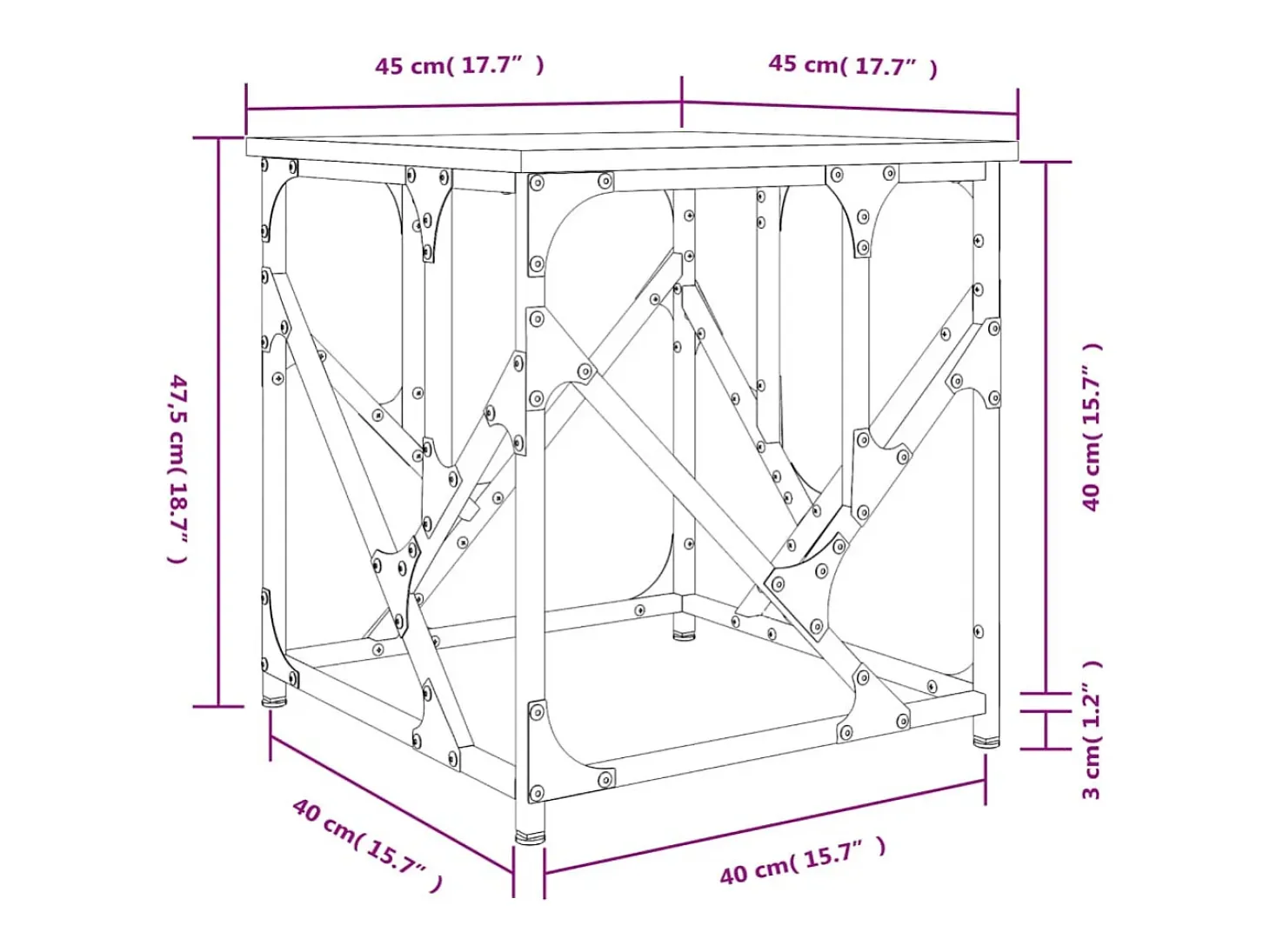 Mesa de centro madera de ingeniería gris Sonoma 45x45x47,5 cm