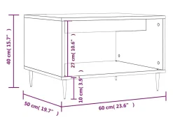 Mesa de centro madera de ingeniería blanca 60x50x40 cm