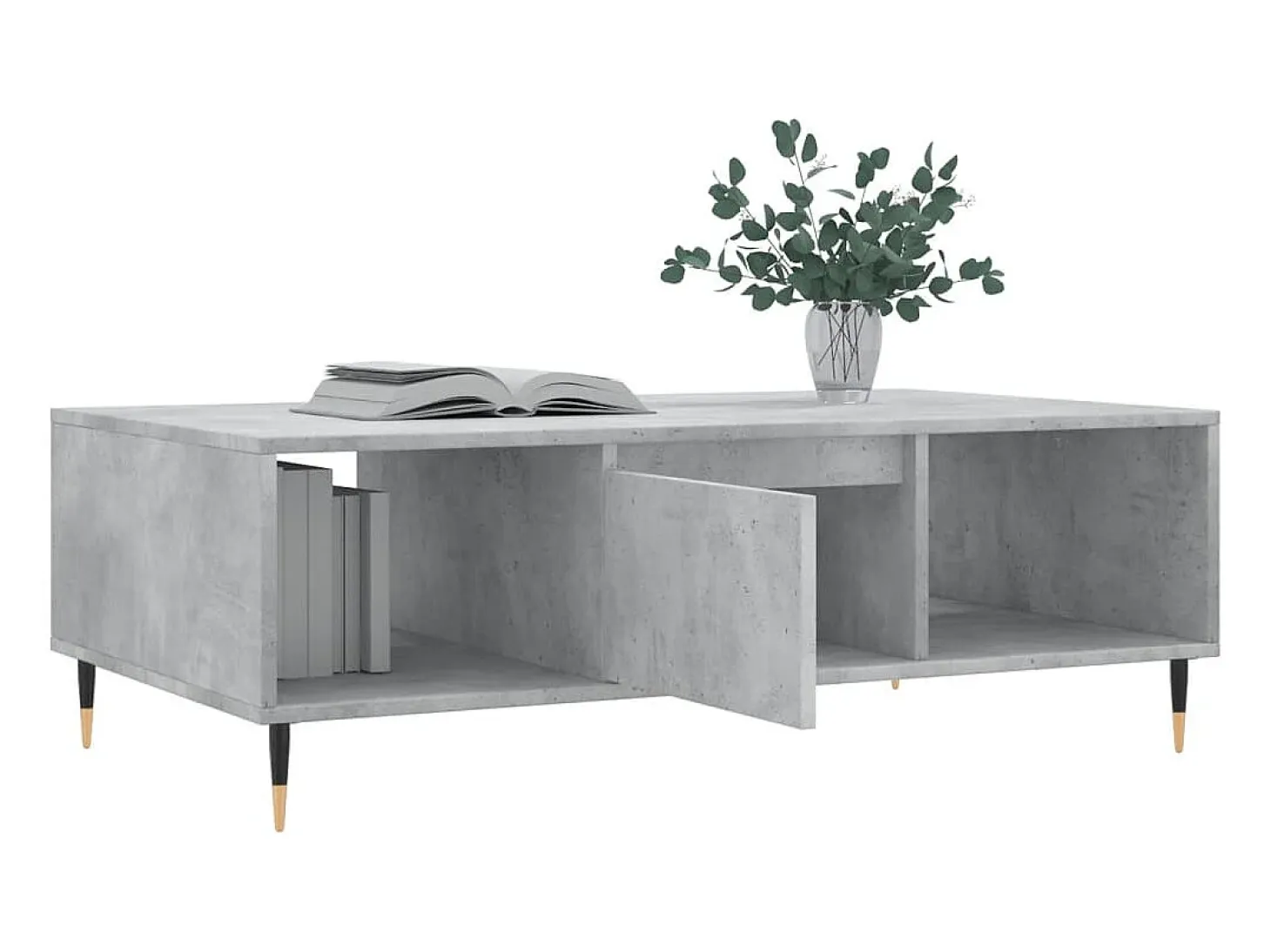 Mesa de centro madera de ingeniería gris hormigón 104x60x35 cm