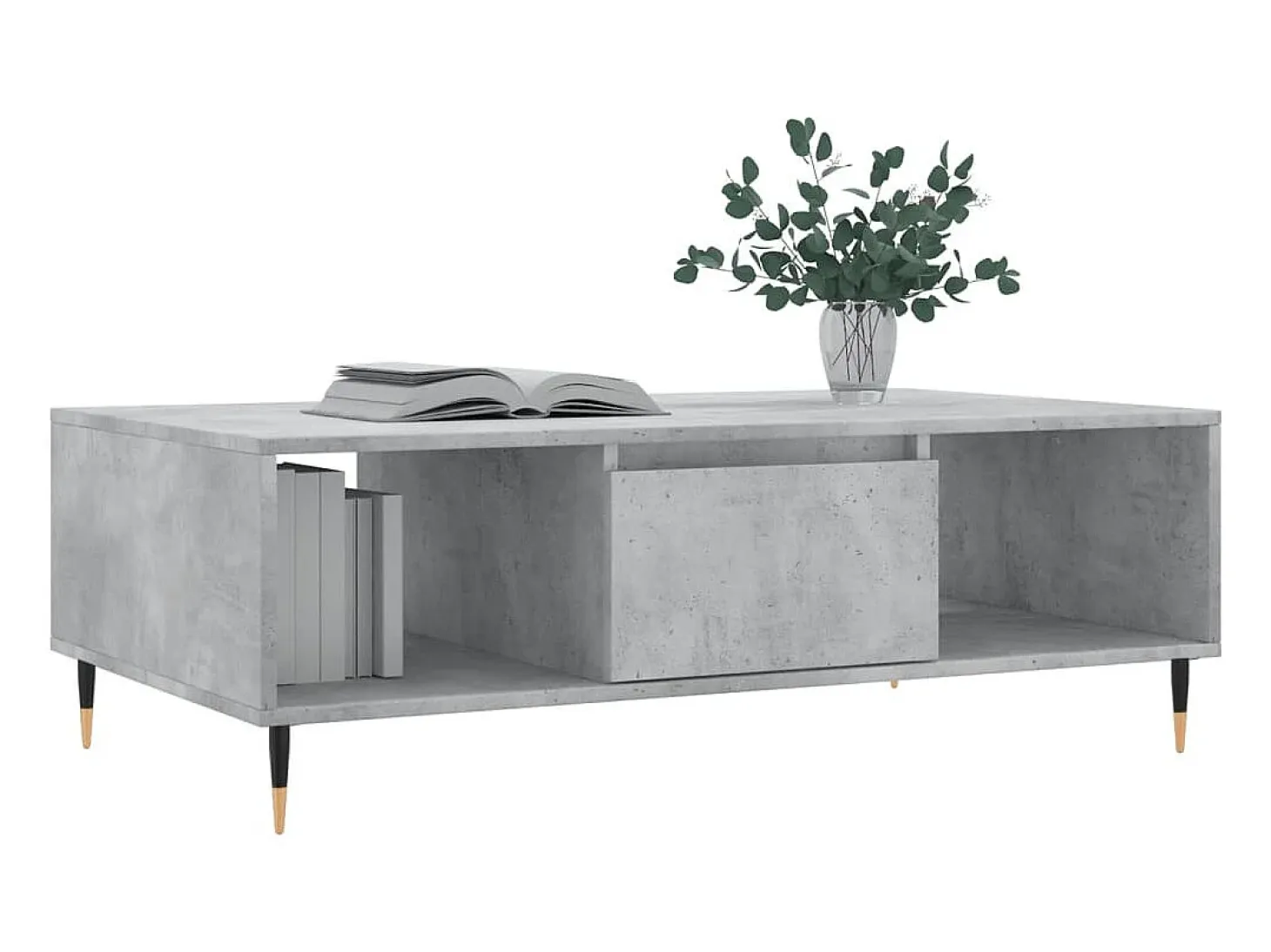 Mesa de centro madera de ingeniería gris hormigón 104x60x35 cm