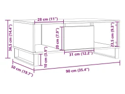 Mesa de centro madera de ingeniería roble artisan 90x50x36,5 cm