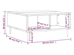 Mesa de centro madera de ingeniería blanco 60x60x30 cm