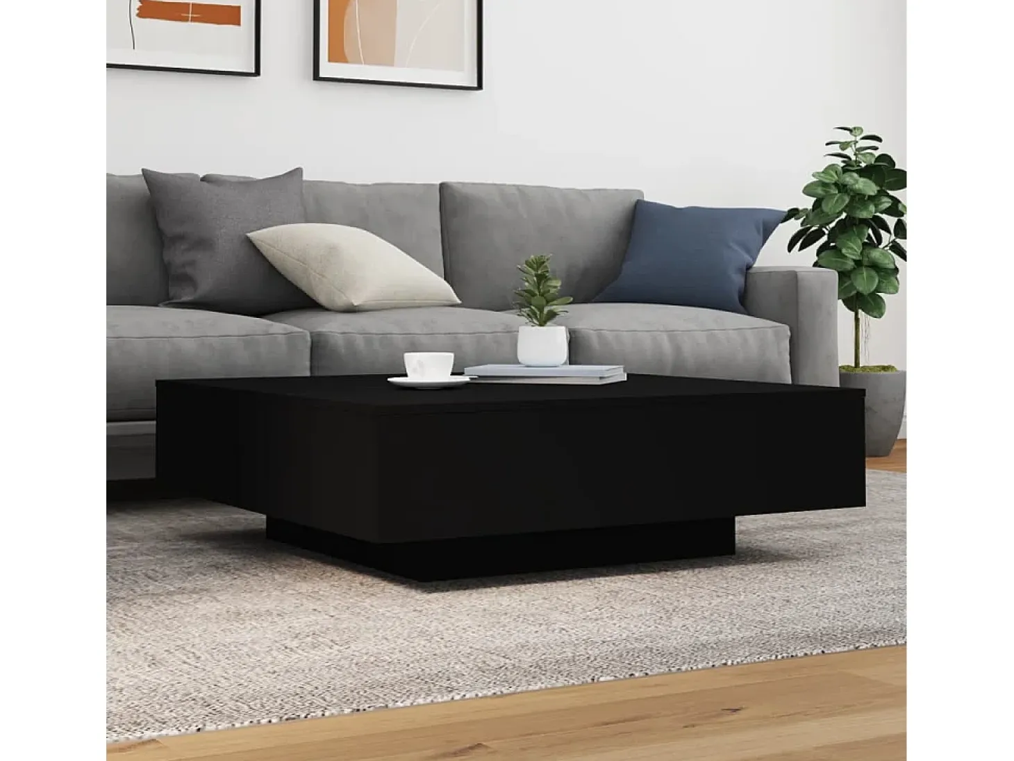 Mesa de centro madera de ingeniería negro 100x100x31 cm