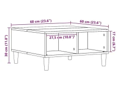 Mesa de centro madera de ingeniería envejecida 60x60x30 cm