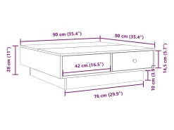 Mesa de centro madera de ingeniería gris Sonoma 90x90x28 cm