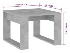 Mesa de centro madera de ingeniería gris hormigón 50x50x35 cm