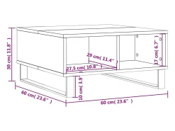 Mesa de centro madera de ingeniería gris Sonoma 60x60x30 cm
