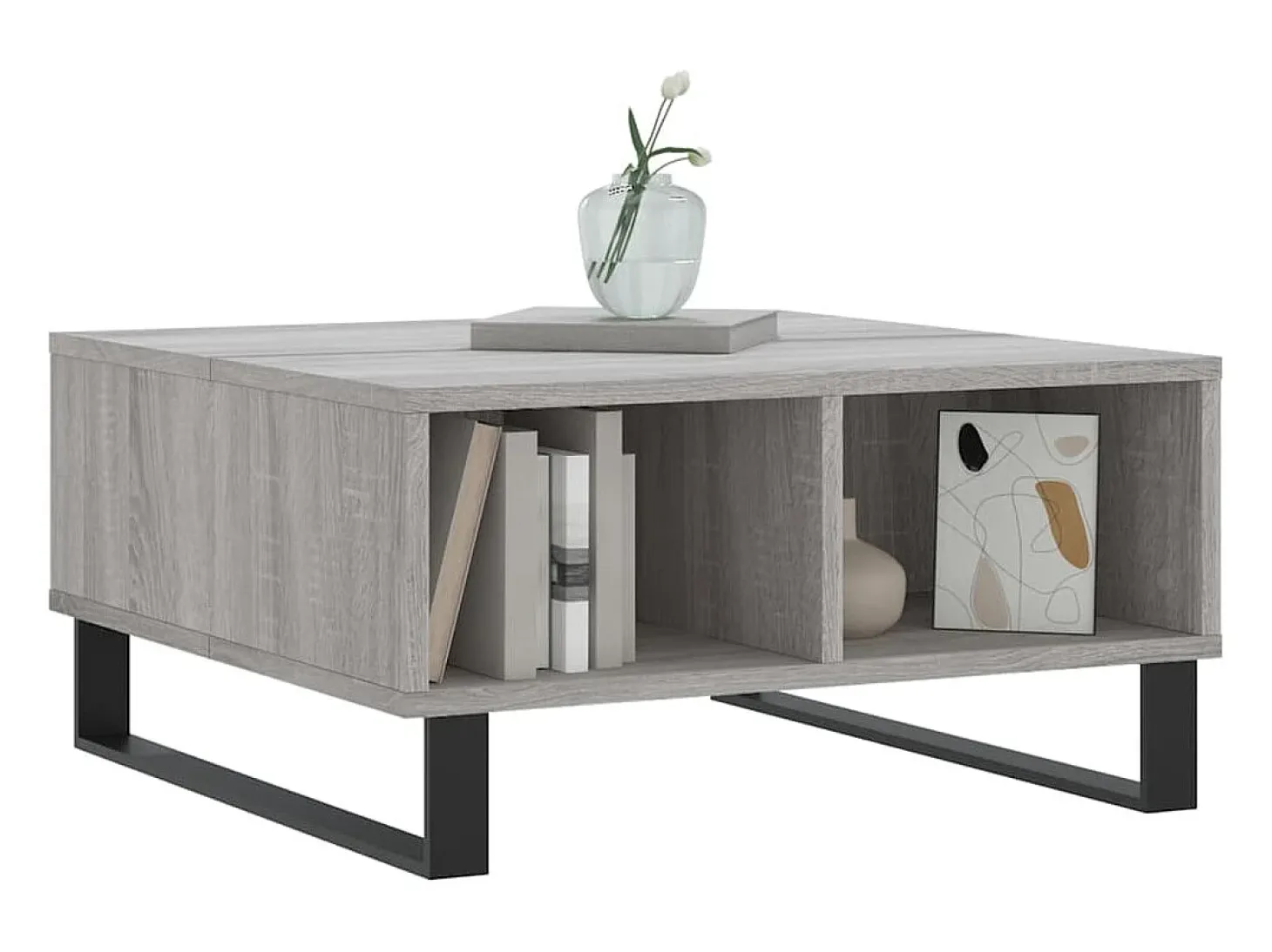 Mesa de centro madera de ingeniería gris Sonoma 60x60x30 cm