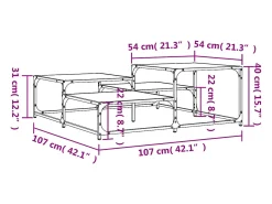 Mesa de centro madera de ingeniería negro 107x107x40 cm