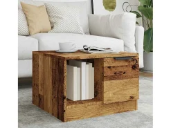 Mesa de centro madera de ingeniería envejecida 50x50x36 cm