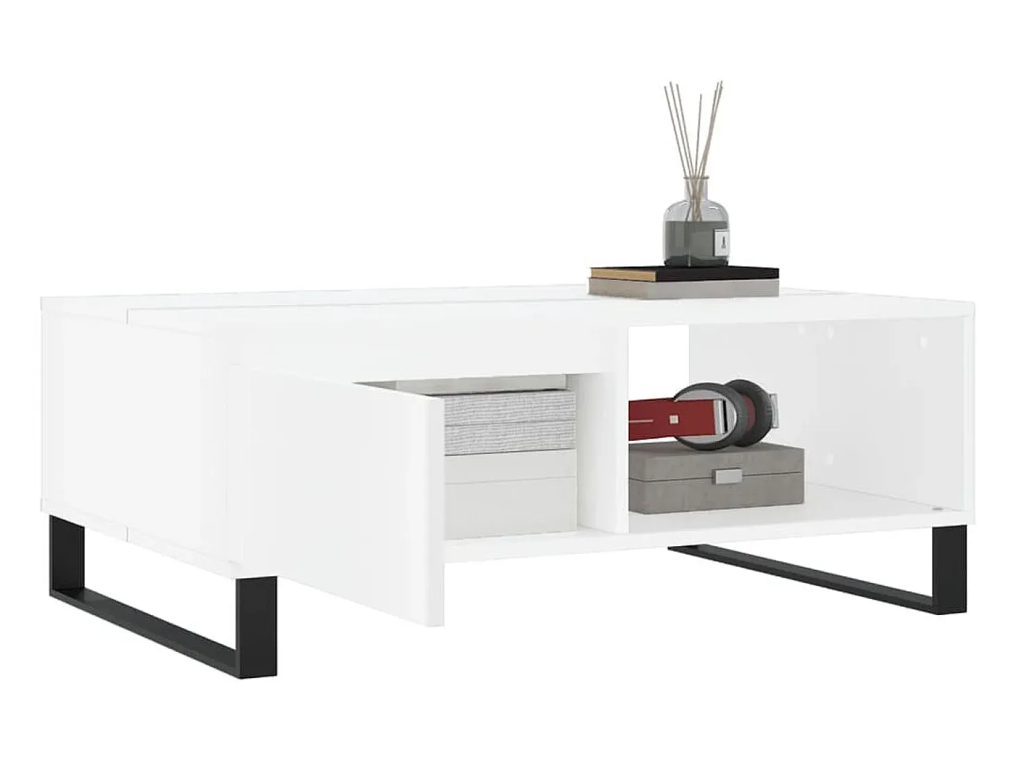 Mesa de centro madera de ingeniería blanco 90x60x35 cm