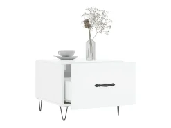 Mesa de centro madera de ingeniería brillo blanco 50x50x40 cm