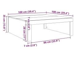 Mesa de centro madera de ingeniería gris Sonoma 100x100x35 cm
