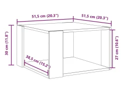 Mesa de centro madera de ingeniería negra 51,5x51,5x30 cm