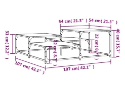 Mesa de centro madera de ingeniería roble marrón 107x107x40 cm