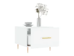 Mesa de centro madera de ingeniería brillo blanco 50x50x40 cm