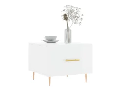 Mesa de centro madera de ingeniería brillo blanco 50x50x40 cm