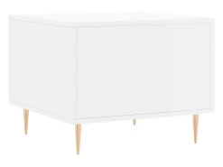 Mesa de centro madera de ingeniería brillo blanco 50x50x40 cm