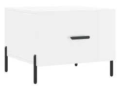 Mesa de centro madera de ingeniería brillo blanco 50x50x40 cm