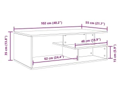Mesa de centro madera de ingeniería roble ahumado 102x55x35 cm