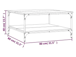 Mesa de centro madera de ingeniería roble Sonoma 80x80x40 cm