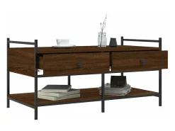 Mesa de centro madera de ingeniería roble marrón 99x50x50 cm