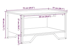 Mesa de centro madera de ingeniería negra 75x51x40 cm