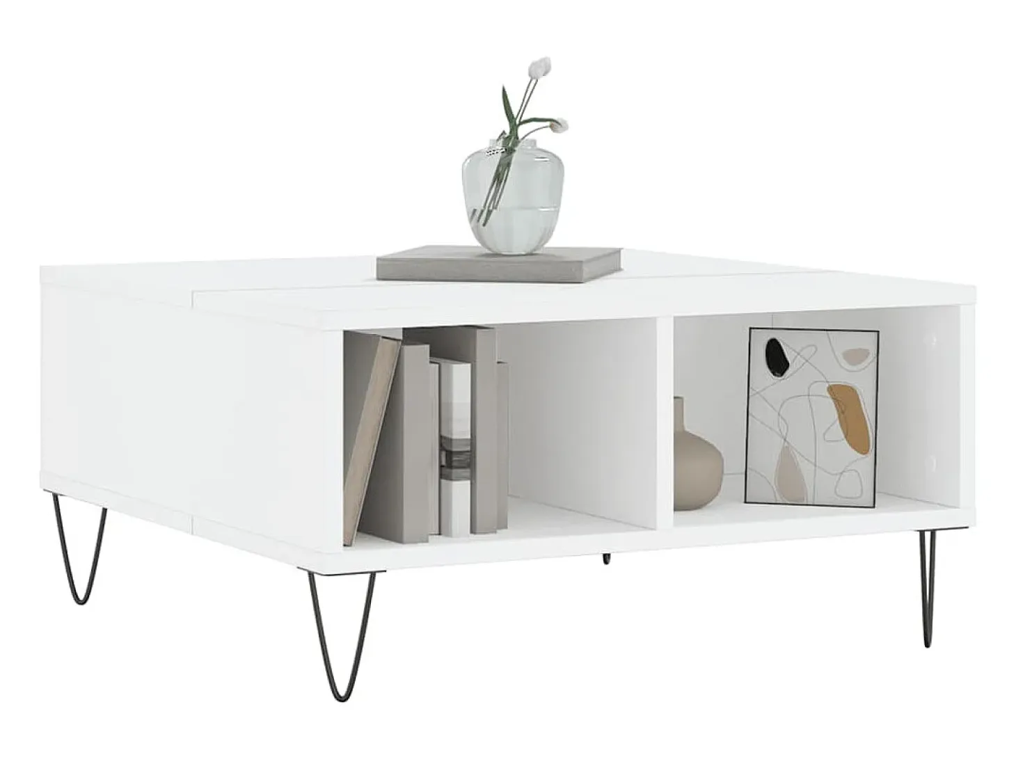 Mesa de centro madera de ingeniería blanco 60x60x30 cm
