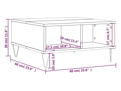 Mesa de centro madera de ingeniería blanco 60x60x30 cm