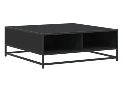 Mesa de centro madera de ingeniería y metal negro 80x80x30 cm